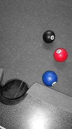 High angle view of balls on table