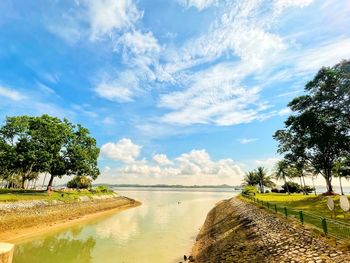 Scenic view of lake against sky