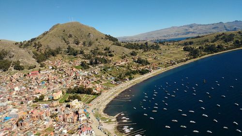 Titicaca lake and the view of copacabana.