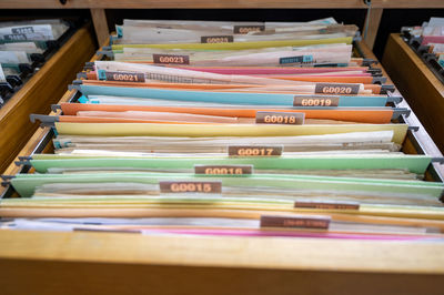 Stack of books in shelf