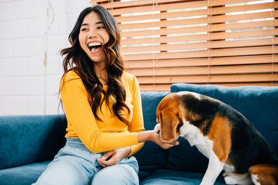 Young woman with dog