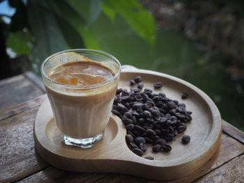 Close-up of coffee cup on table