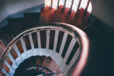 High angle view of spiral staircase