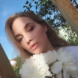 Close-up portrait of beautiful young woman