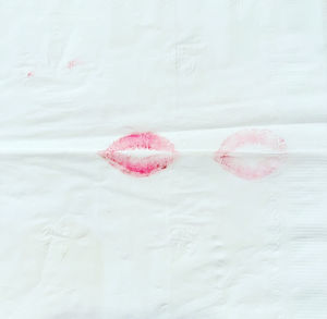 Close-up of pink roses on white surface