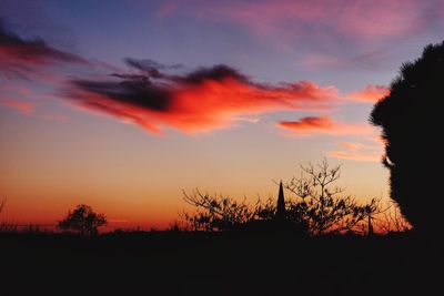 Silhouette trees against sky during sunset