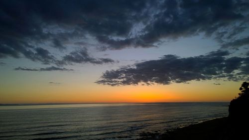 Scenic view of sea at sunset