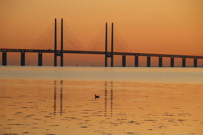 View of suspension bridge over sea