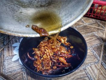 High angle view of food in plate