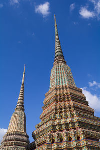 Low angle view of thai pagoda against sky