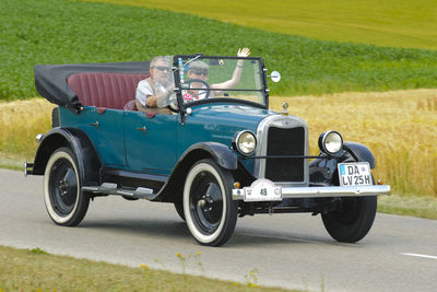 Vintage car on road