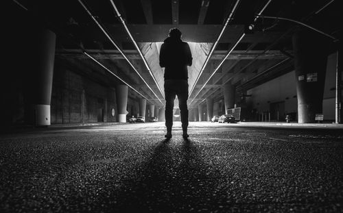 View of illuminated tunnel