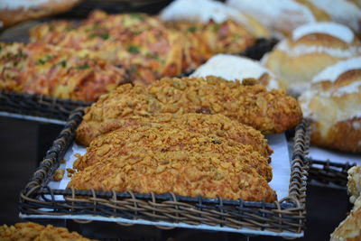 High angle view of bread in container