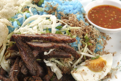 Close-up of meal served in plate