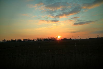 Scenic view of dramatic sky during sunset