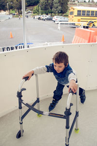 Portrait of cute boy in playground