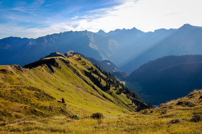 Scenic view of mountains against sky