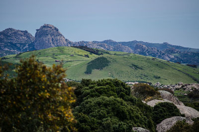 Scenic view of mountains against clear sky