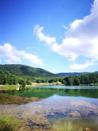 Scenic view of lake against sky