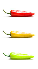 Close-up of green chili pepper against white background