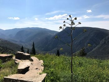 Scenic view of mountains against sky