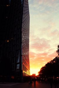 Silhouette of city at sunset