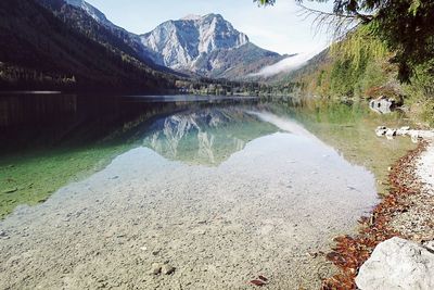 Scenic view of lake and mountains