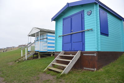 Two of the beach huts on the beach