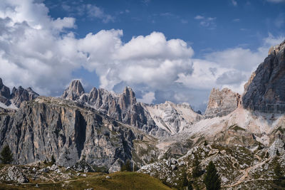 Panoramic view of landscape and mountains against sky