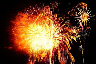 Firework display at night