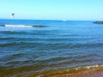 Scenic view of sea against clear sky