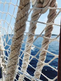 Close-up of rope tied to boat