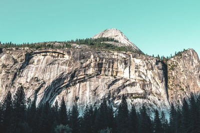 Low angle view of mountain against clear sky