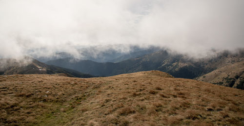 Scenic view of mountains against sky