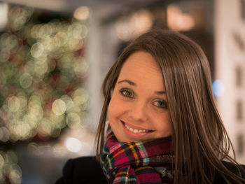 Portrait of smiling woman in winter