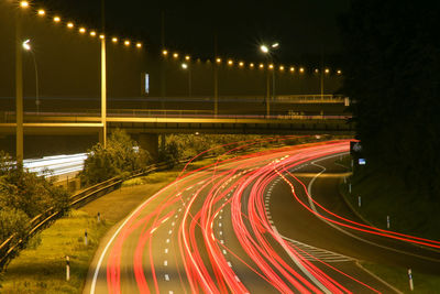 Light trails on highway at night