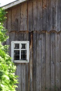 Old wooden door of building
