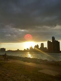 Scenic view of sea against sky at sunset