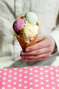 Cropped image of hand holding ice cream