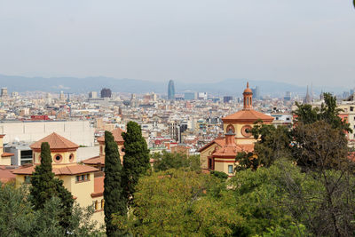 High angle view of townscape against sky