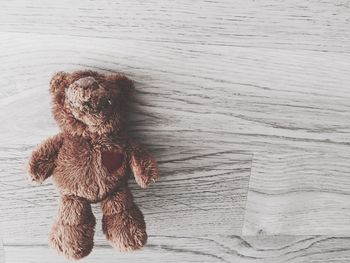 High angle view of teddy bear on table