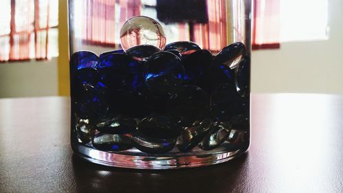 Close-up of eyeglasses on table