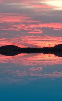 Scenic view of lake at sunset