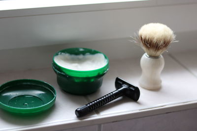 High angle view of food on table