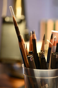 Close-up of paintbrushes