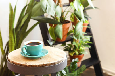 Coffee cup on table