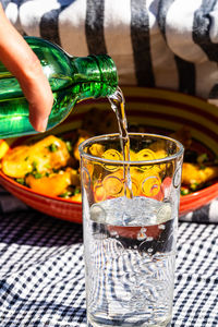 Close-up of drink in glass on table