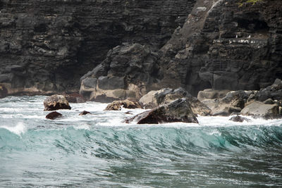 Rock formation in sea