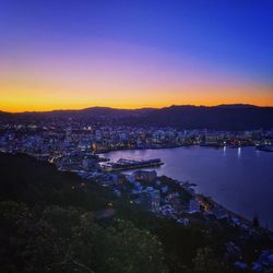 View of cityscape at sunset