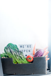 Fruits and vegetables on cutting board